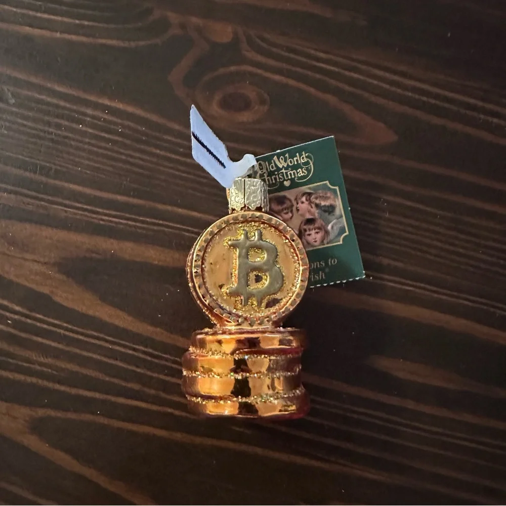 Urban Outfitters Bitcoin Old World Christmas Blown Glass Christmas Ornament